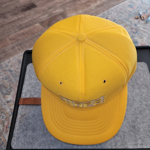 Vintage HOPS Patch Snapback Cap 90s Foam Pannels Logo Yellow Embroidered - Picture 5 of 7